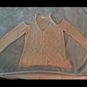 Tan/blush Cold Shoulder Knit Sweater